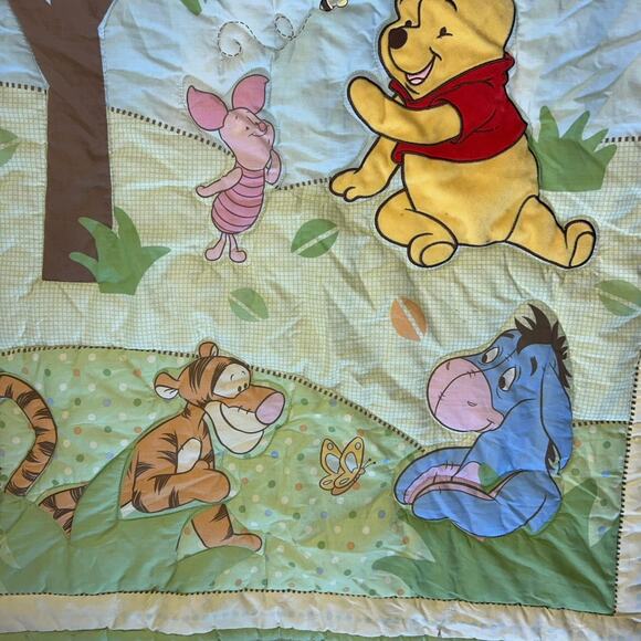 VIntage Winnie the Pooh Crib Blanket Baby Blanket Piglet Eeyore Tigger - Picture 3 of 6